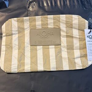ALOHA Collection Beige and White Striped Pouch
